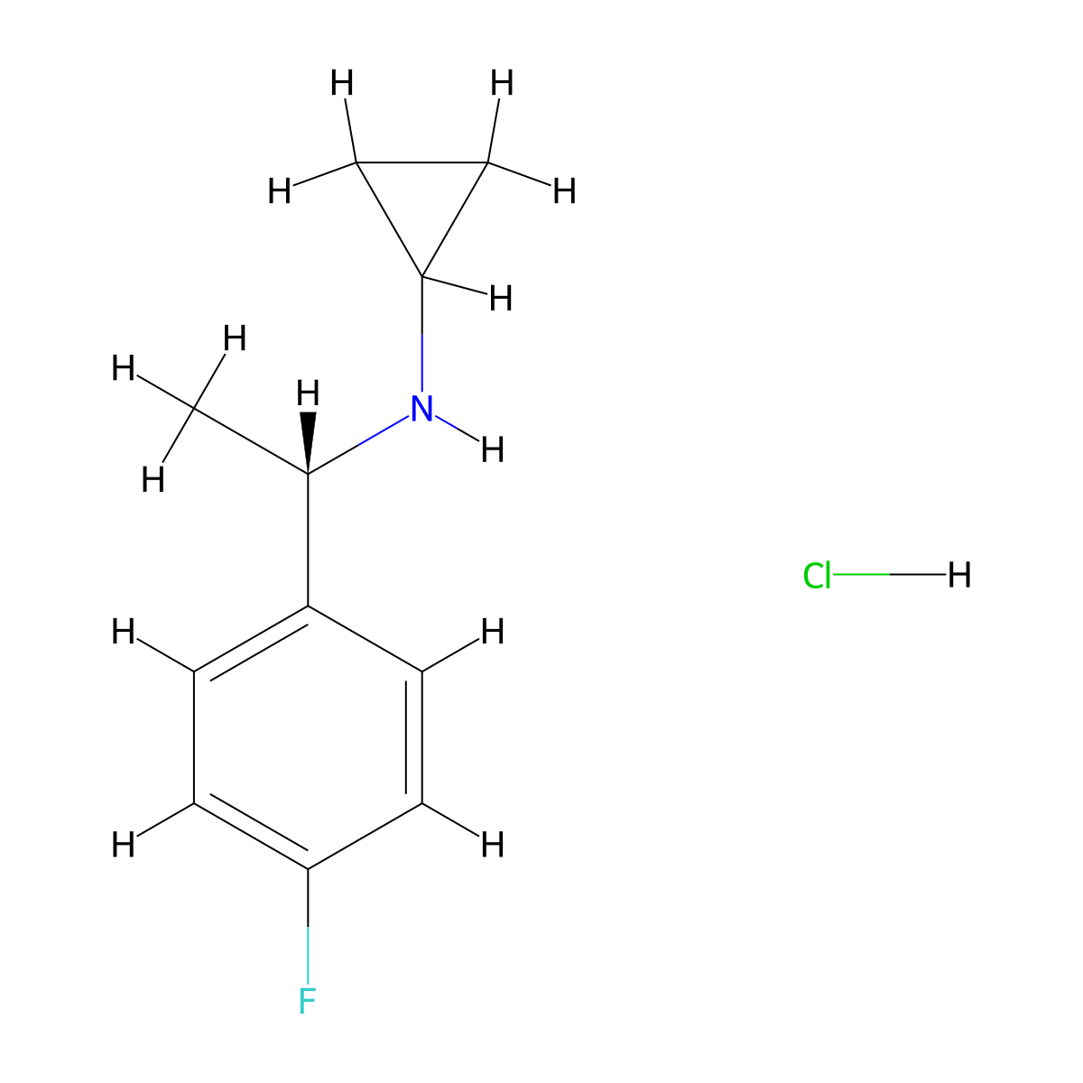 N-[(1S)-1-(4-Fluorophenyl)ethyl]cyclopropanamine hydrochloride molecular structure, CAS 2407312-04-1