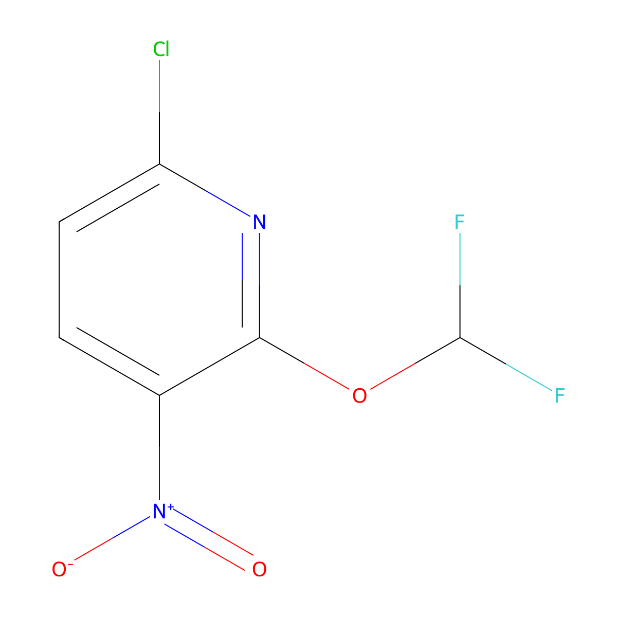 6-Chloro-2-(difluoromethoxy)-3-nitropyridine molecular structure, CAS 2407321-54-2