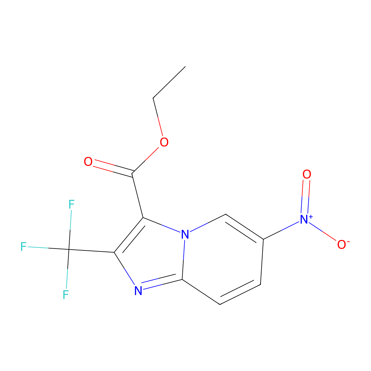 Ethyl 6-nitro-2-(trifluoromethyl)imidazo[1,2-a]pyridine-3-carboxylate molecular structure, CAS 2407339-51-7