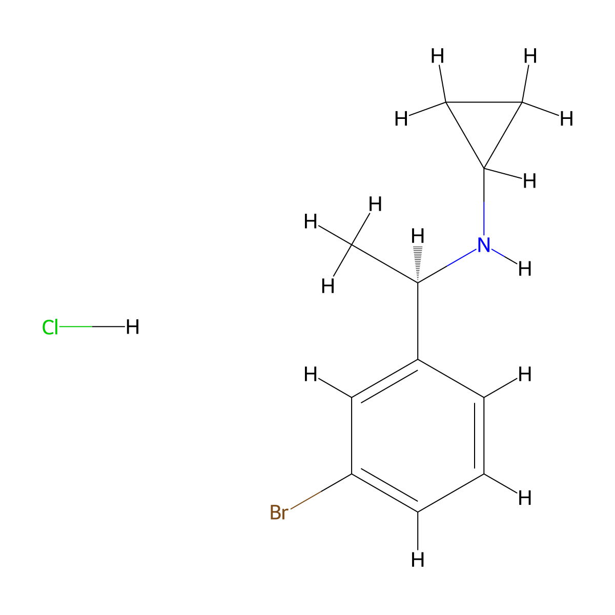 (R)-N-(1-(3-Bromophenyl)ethyl)cyclopropanamine hydrochloride molecular structure, CAS 2407348-07-4