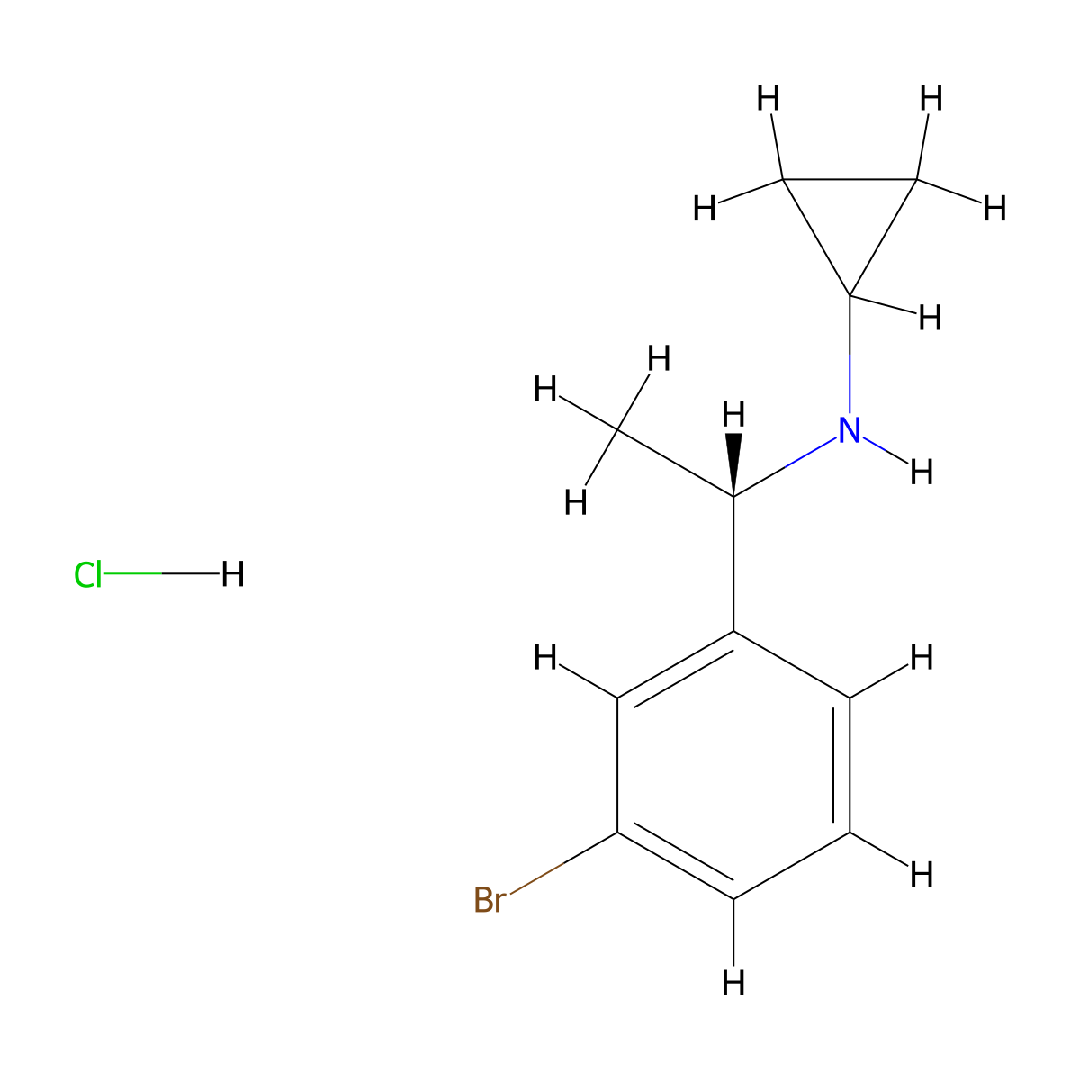 N-[(1S)-1-(3-Bromophenyl)ethyl]cyclopropanamine hydrochloride molecular structure, CAS 2407348-08-5