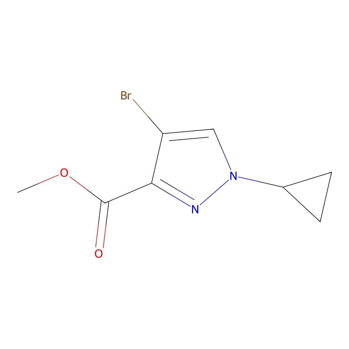 Methyl 4-bromo-1-cyclopropyl-1H-pyrazole-3-carboxylate molecular structure, CAS 2407349-25-9