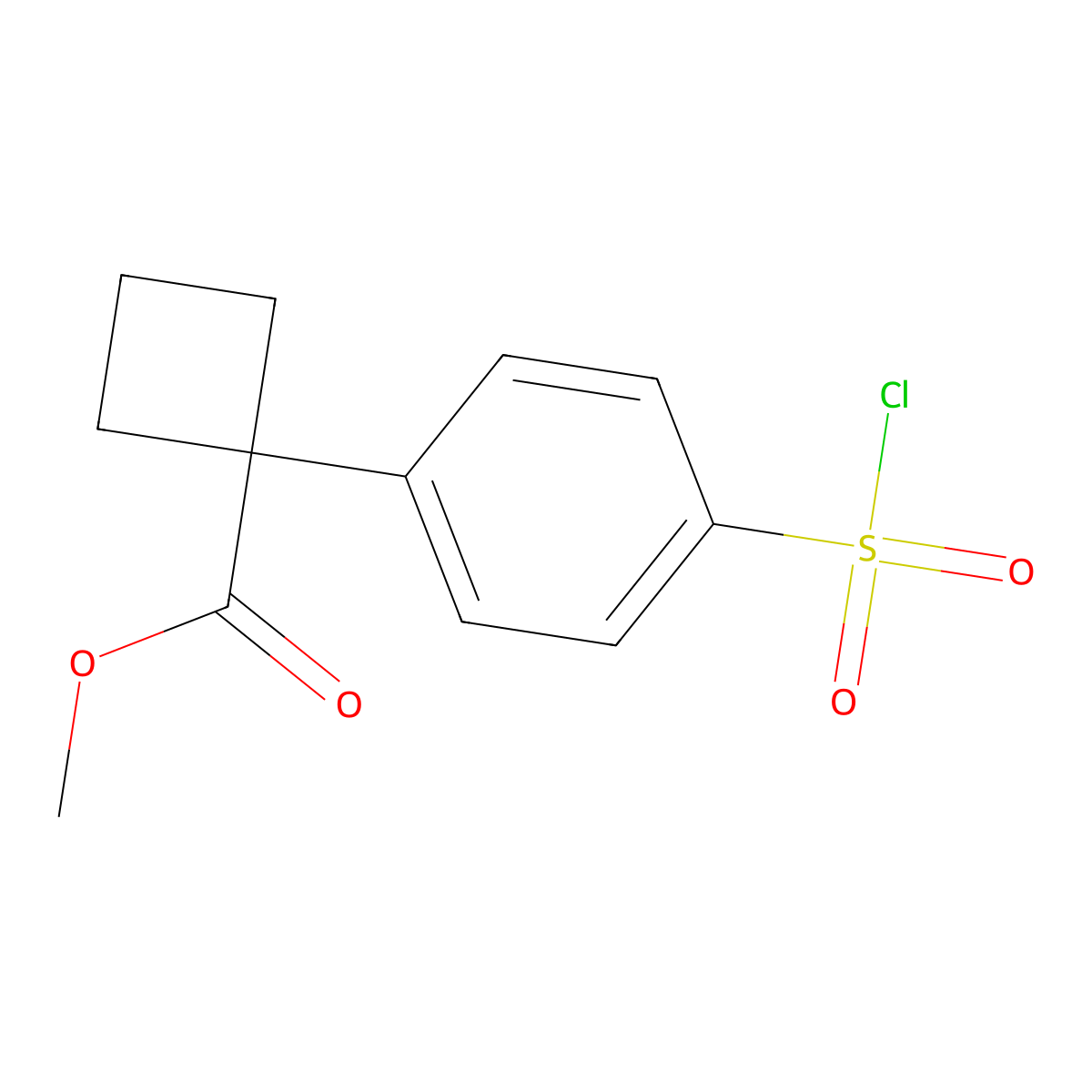 Methyl 1-[4-(chlorosulfonyl)phenyl]cyclobutanecarboxylate molecular structure, CAS 2407349-26-0
