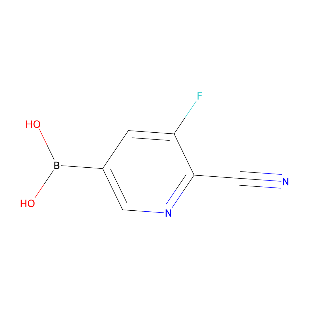 (6-Cyano-5-fluoropyridin-3-yl)boronic acid molecular structure, CAS 2407353-18-6