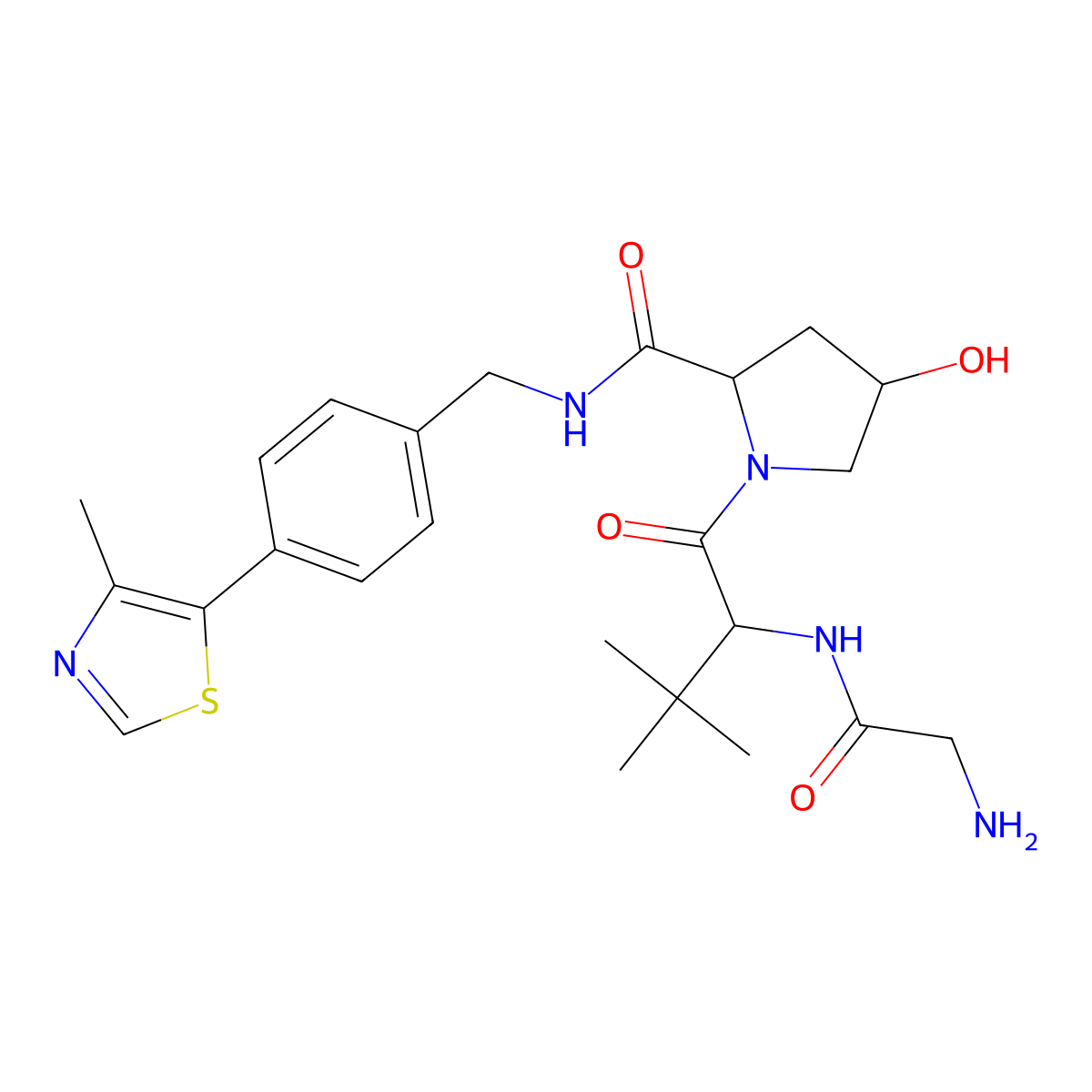 (2R,4S)-1-[(2S)-2-[(2-aminoacetyl)amino]-3,3-dimethyl-butanoyl]-4-hydroxy-N-[[4-(4-methylthiazol-5-yl)phenyl]methyl]pyrrolidine-2-carboxamide molecular structure, CAS 2407458-65-3
