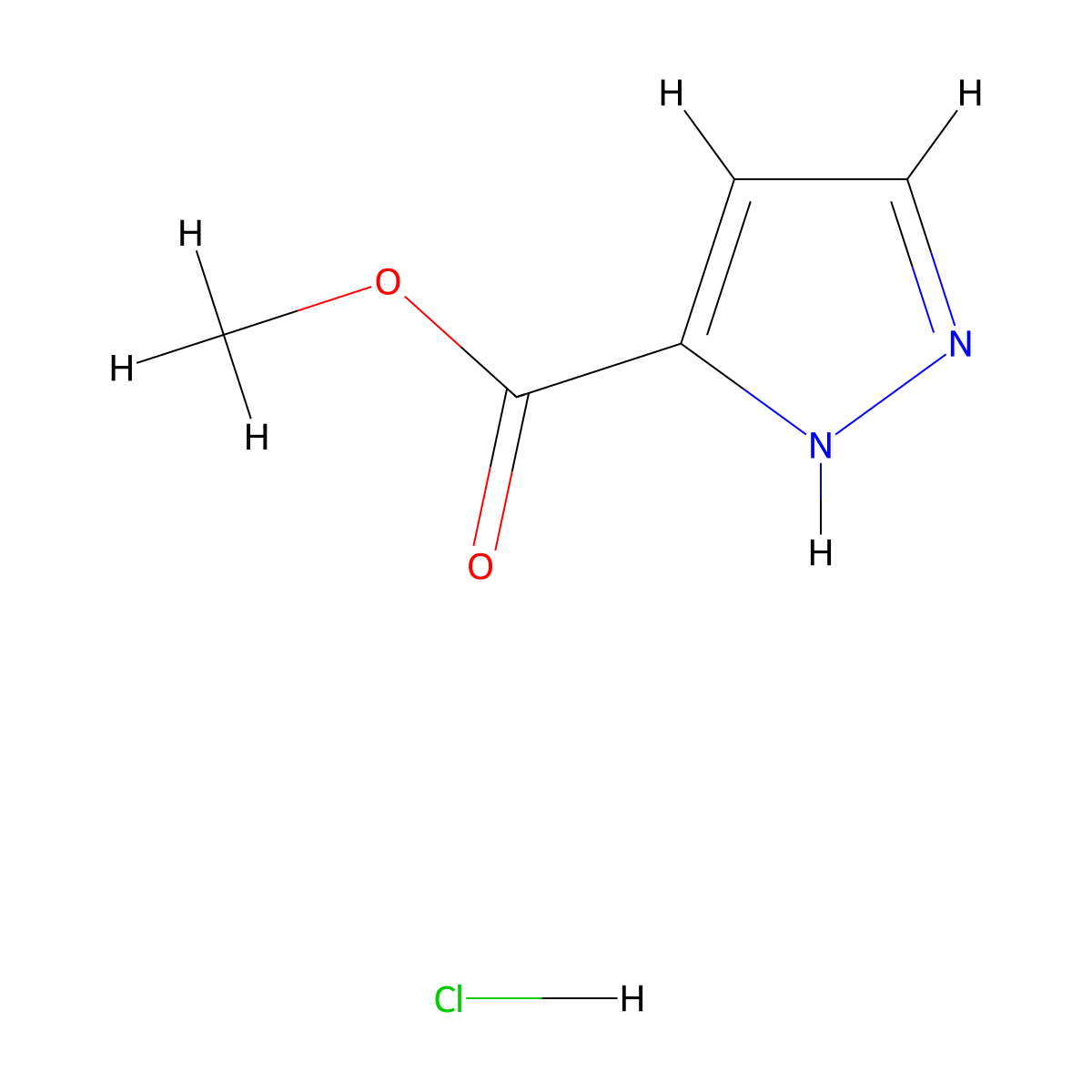 methyl 1H-pyrazole-5-carboxylate hydrochloride molecular structure, CAS 2407521-82-6