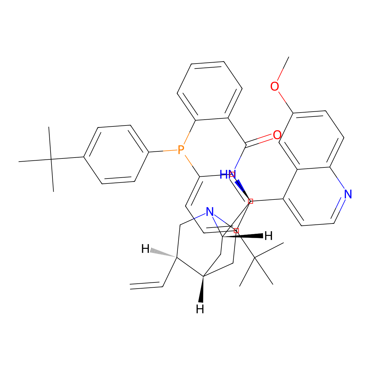 2-[Bis[4-(1,1-dimethylethyl)phenyl]phosphino]-N-[(8alpha,9S)-6'-methoxycinchonan-9-yl]benzamide molecular structure, CAS 2407524-33-6