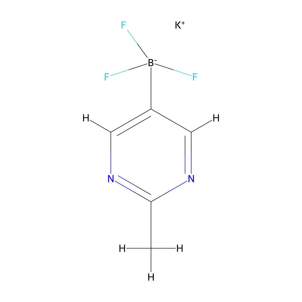 Potassium trifluoro(2-methylpyrimidin-5-yl)boranuide molecular structure, CAS 2407531-93-3