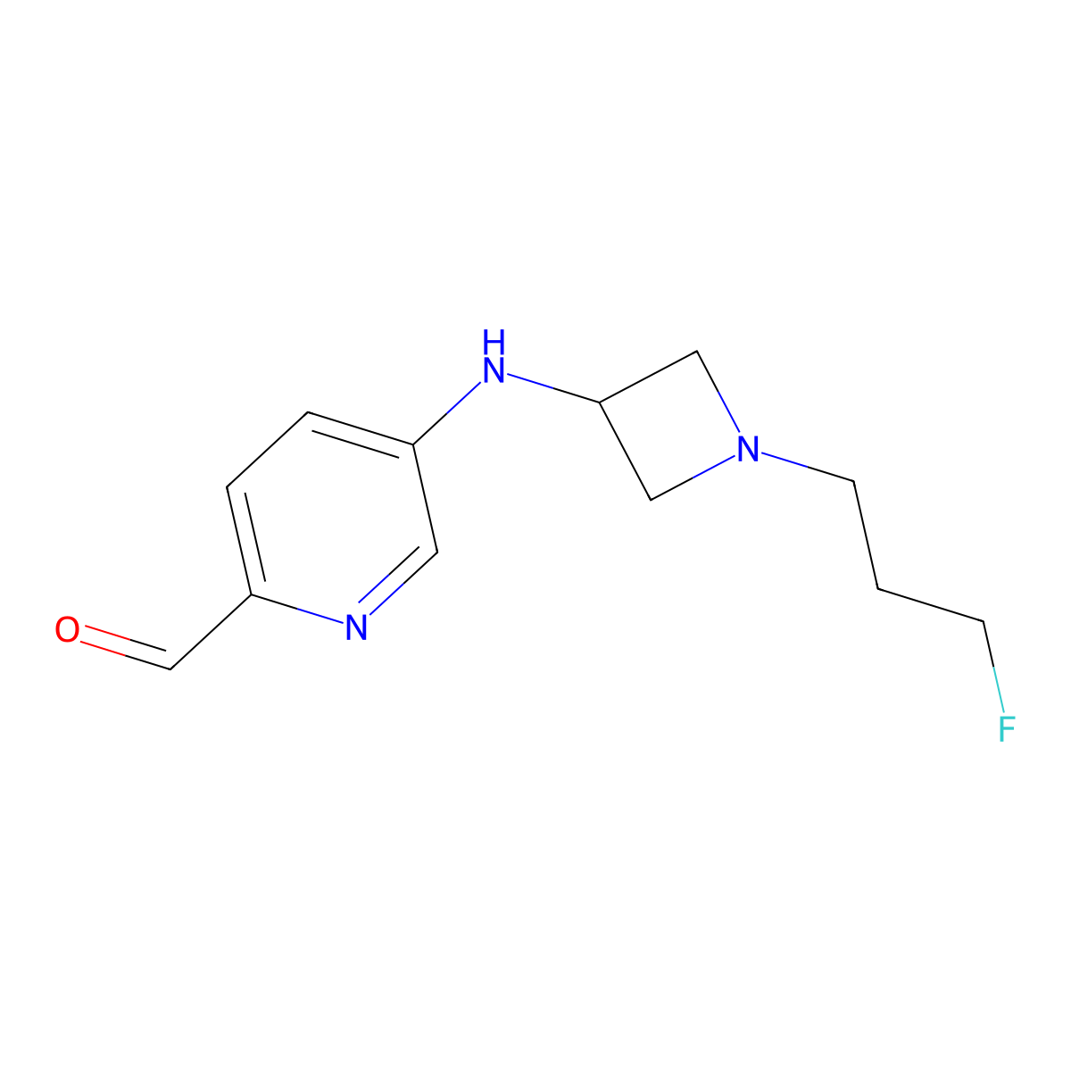5-[[1-(3-Fluoropropyl)azetidin-3-yl]amino]pyridine-2-carbaldehyde molecular structure, CAS 2407535-11-7