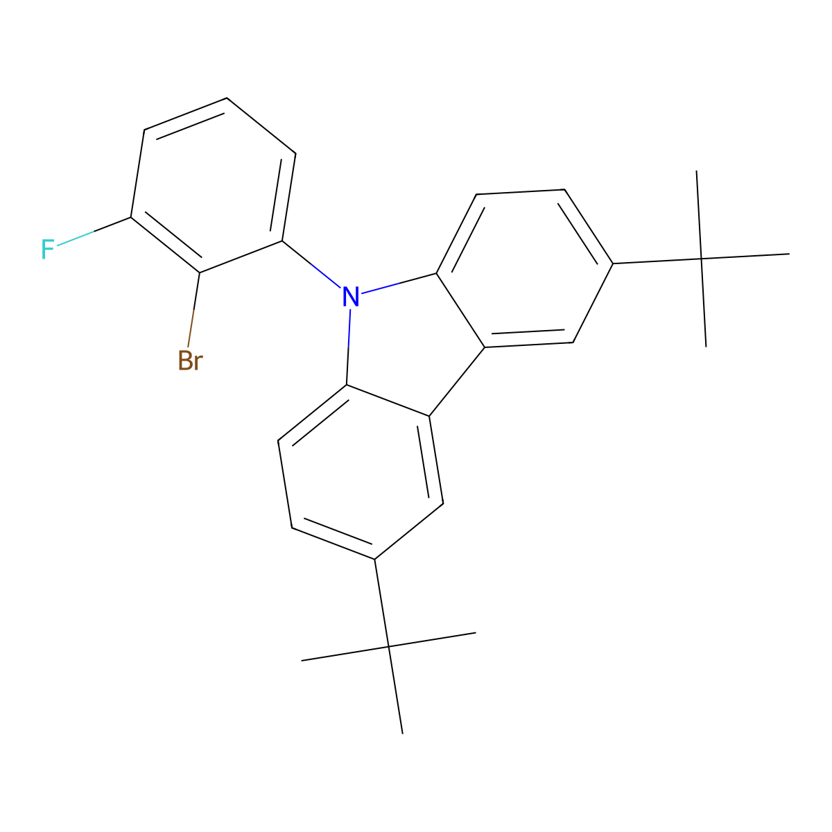9-(2-Bromo-3-fluorophenyl)-3,6-di-tert-butyl-9H-carbazole molecular structure, CAS 2407645-31-0