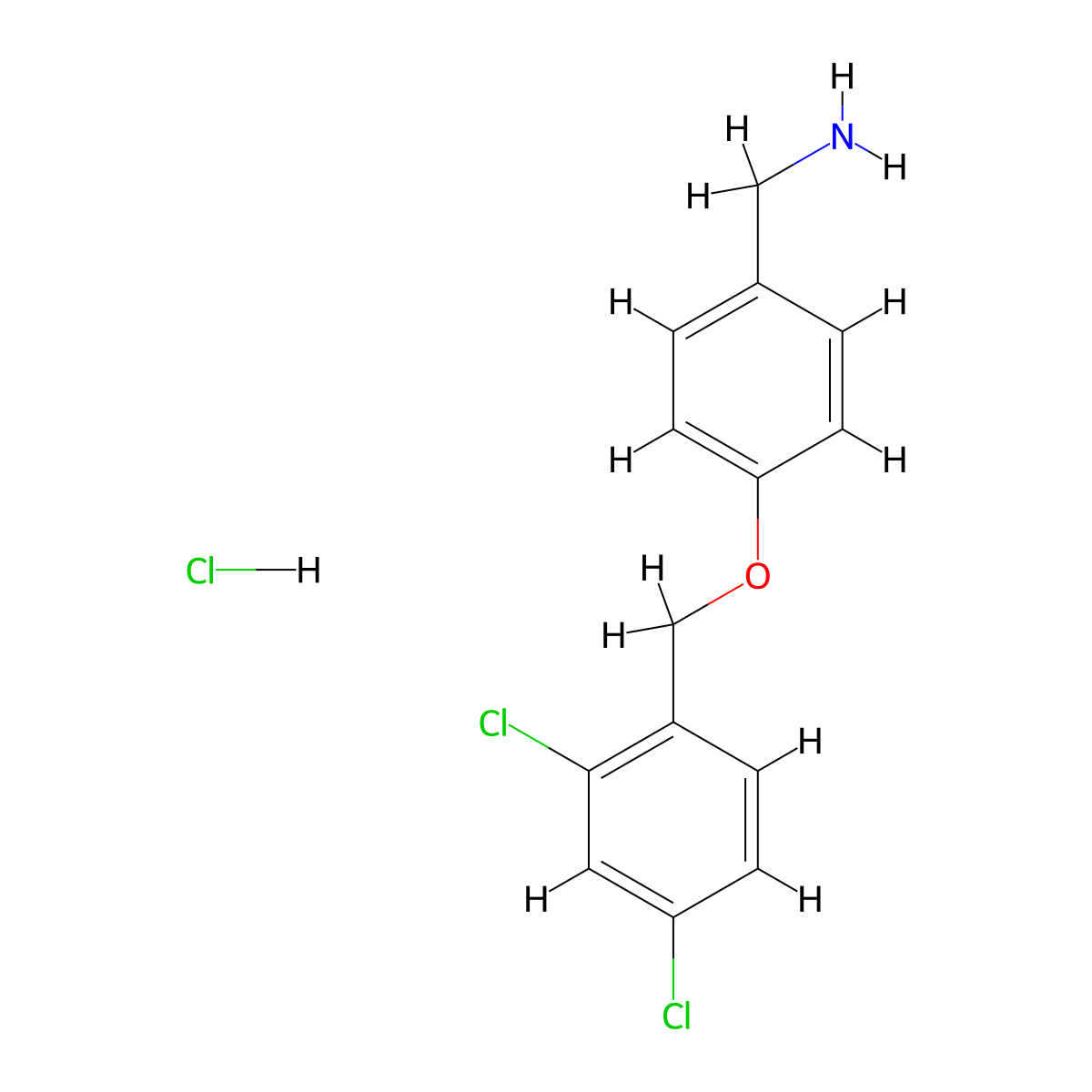 1-{4-[(2,4-Dichlorophenyl)methoxy]phenyl}methanamine hydrochloride molecular structure, CAS 2407783-43-9