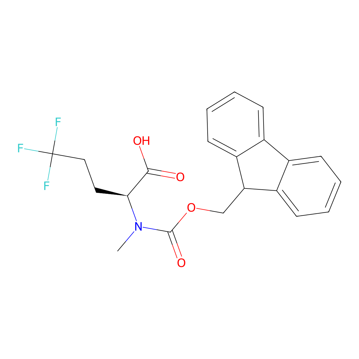 (S)-2-((((9H-Fluoren-9-yl)methoxy)carbonyl)(methyl)amino)-5,5,5-trifluoropentanoic acid molecular structure, CAS 2407820-18-0