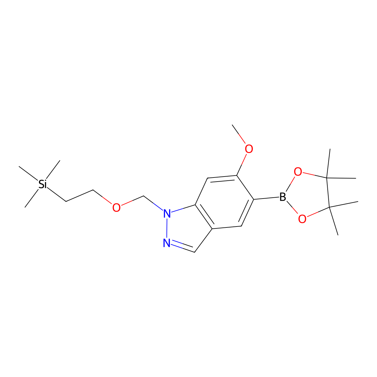 6-Methoxy-5-(4,4,5,5-tetramethyl-1,3,2-dioxaborolan-2-yl)-1-((2-(trimethylsilyl)ethoxy)methyl)-1H-indazole molecular structure, CAS 2407852-20-2