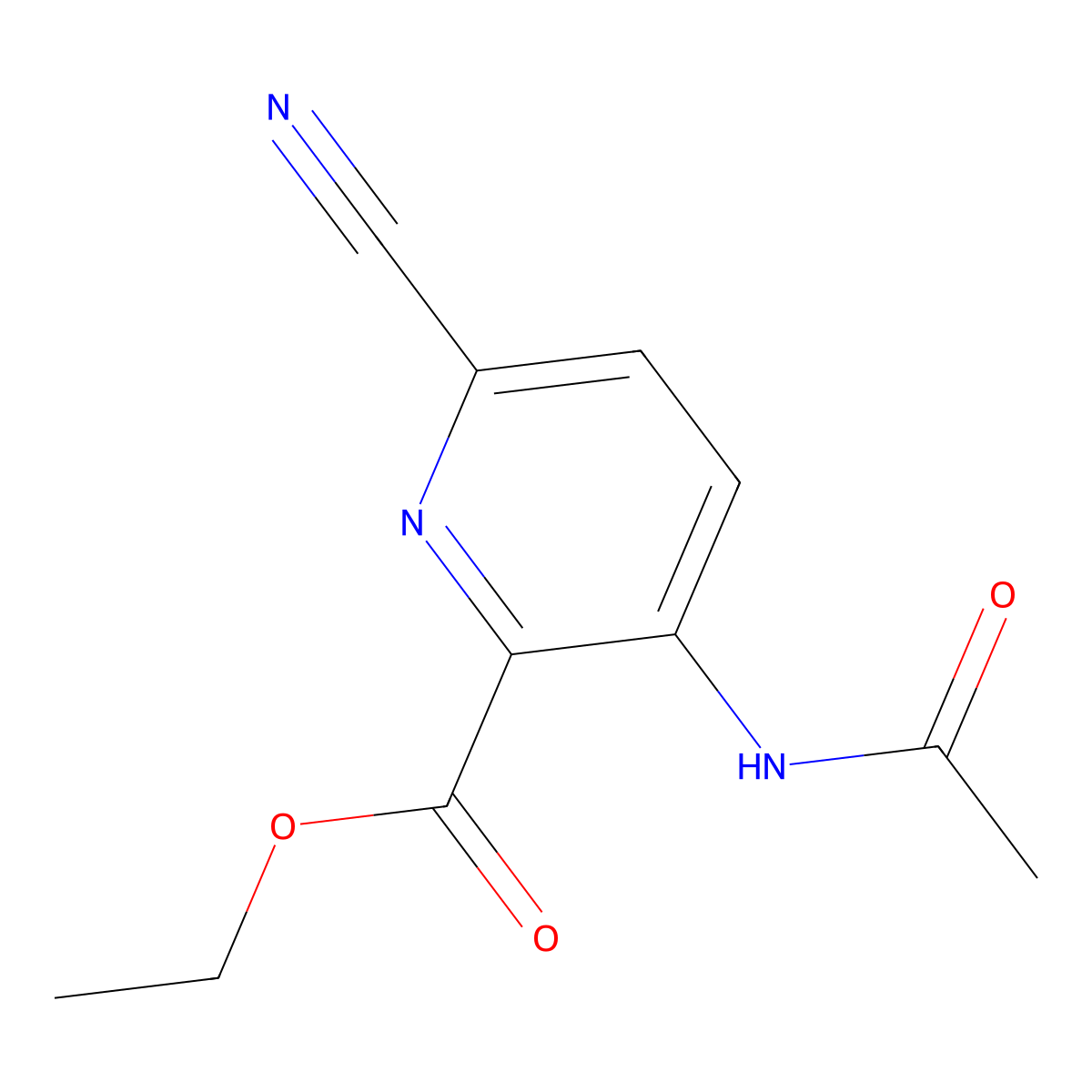 Ethyl 3-acetamido-6-cyanopicolinate molecular structure, CAS 2407858-03-9