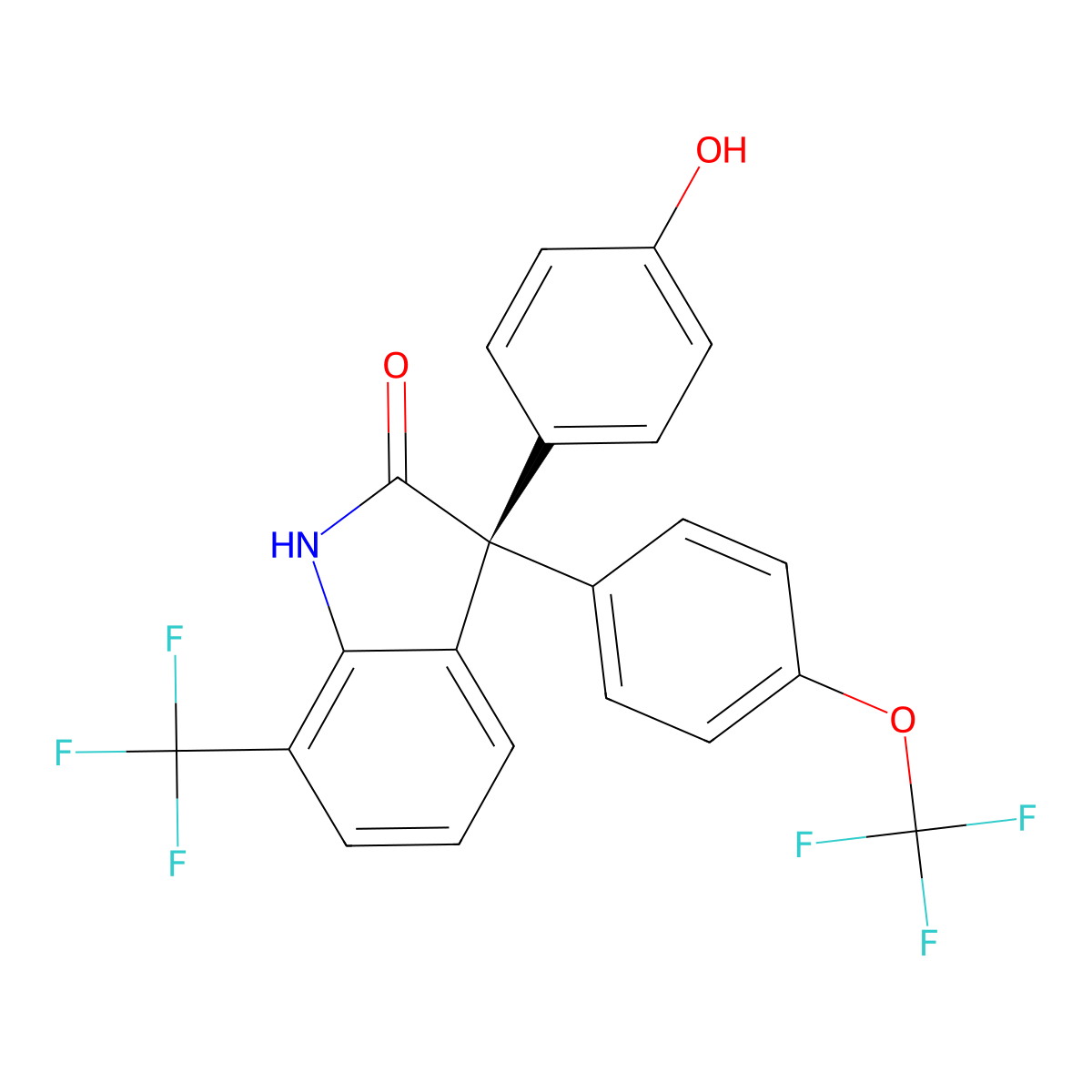 (R)-3-(4-Hydroxyphenyl)-3-(4-(trifluoromethoxy)phenyl)-7-(trifluoromethyl)indolin-2-one molecular structure, CAS 2407860-35-7