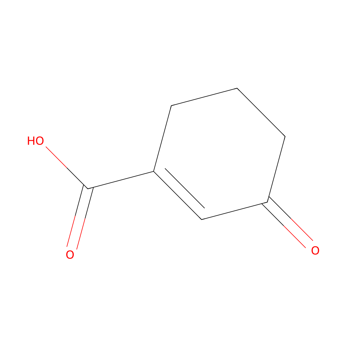 3-Oxocyclohex-1-ene-1-carboxylic acid molecular structure, CAS 24079-79-6