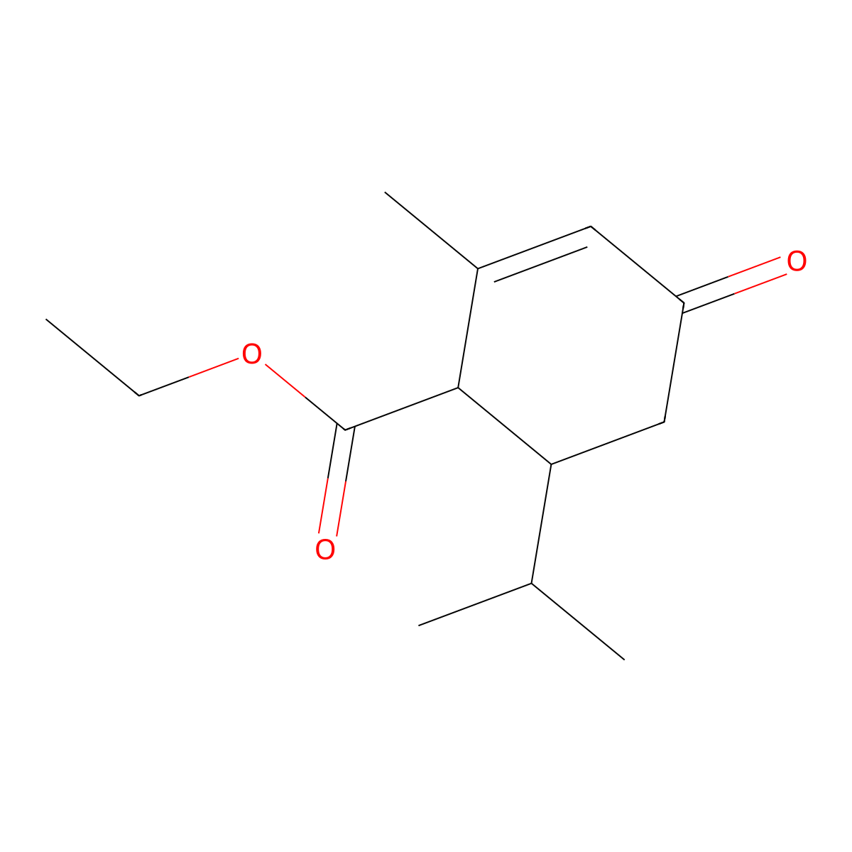 2-Cyclohexene-1-carboxylic acid, 2-methyl-6-(1-methylethyl)-4-oxo-, ethyl ester molecular structure, CAS 24079-95-6