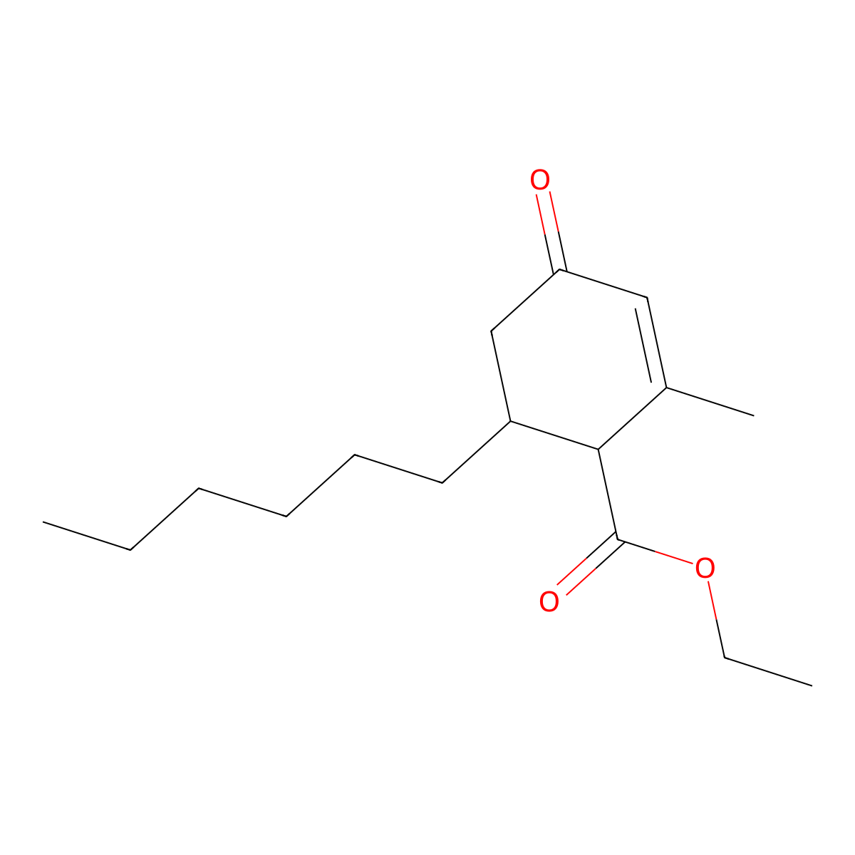 Ethyl 6-hexyl-2-methyl-4-oxocyclohex-2-ene-1-carboxylate molecular structure, CAS 24079-97-8