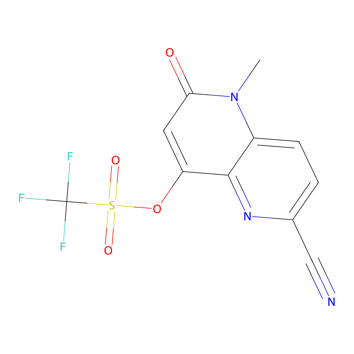 6-Cyano-1-methyl-2-oxo-1,2-dihydro-1,5-naphthyridin-4-yl trifluoromethanesulfonate molecular structure, CAS 2407905-50-2