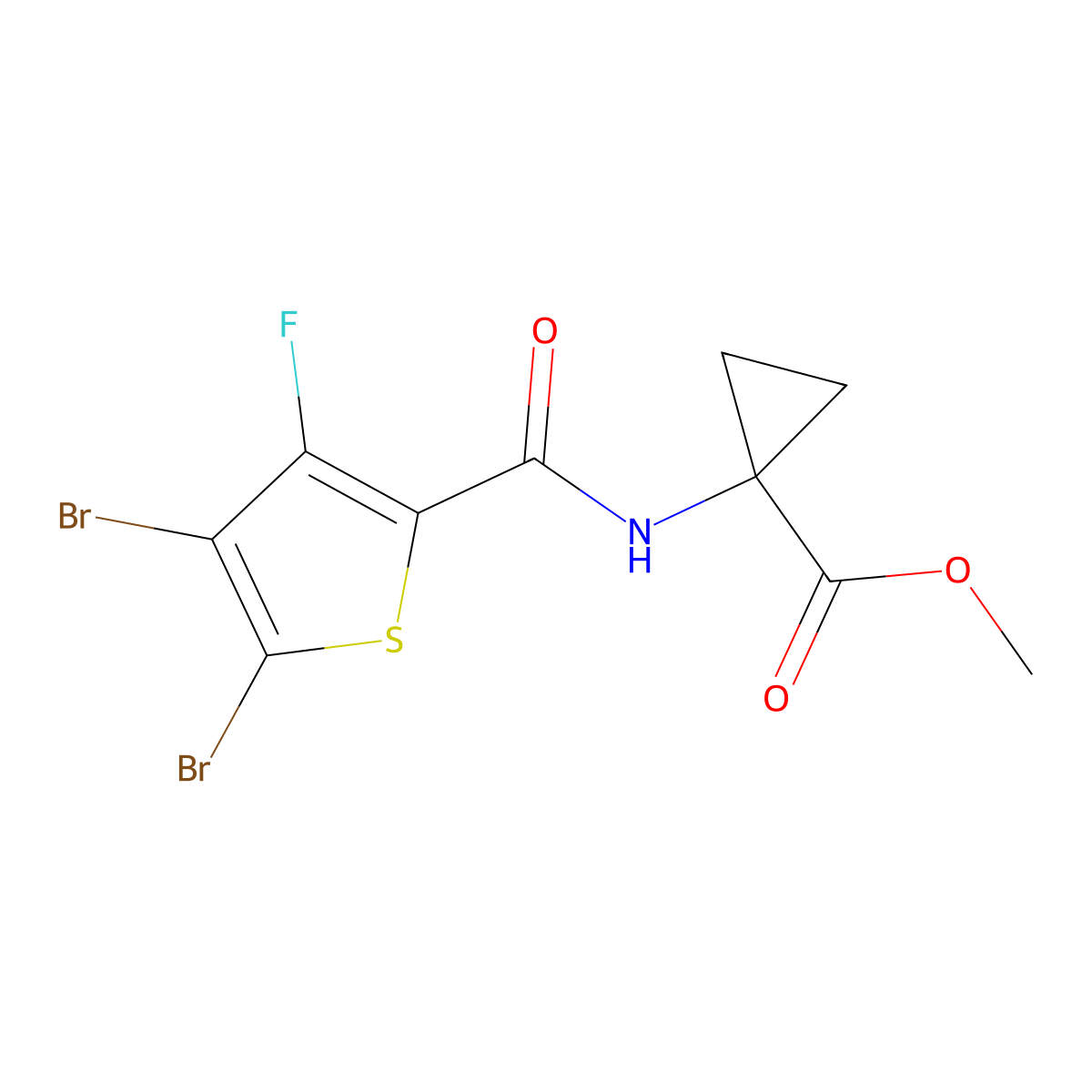 Methyl 1-[[(4,5-dibromo-3-fluoro-2-thienyl)carbonyl]amino]cyclopropanecarboxylate molecular structure, CAS 2407937-46-4
