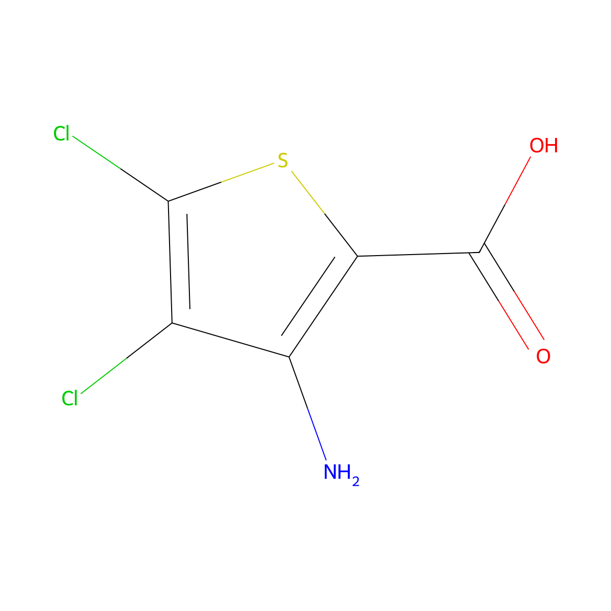 3-Amino-4,5-dichlorothiophene-2-carboxylicacid molecular structure, CAS 2407937-66-8