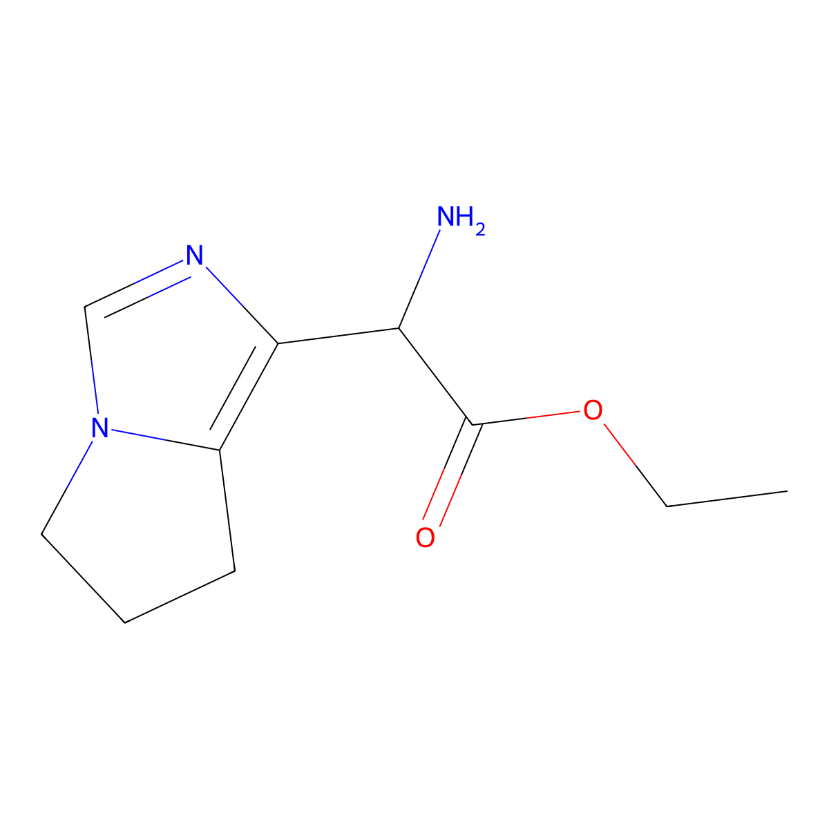 Ethyl 2-amino-2-(6,7-dihydro-5H-pyrrolo[1,2-c]imidazol-1-yl)acetate molecular structure, CAS 2407965-02-8