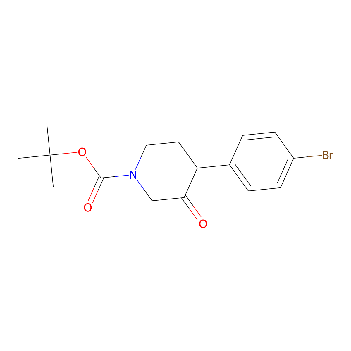 Tert-butyl 4-(4-bromophenyl)-3-oxopiperidine-1-carboxylate molecular structure, CAS 2407966-24-7