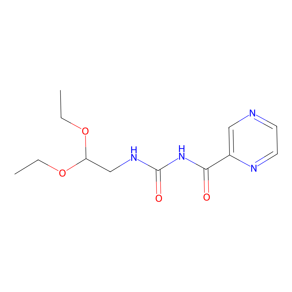 N-(2,2-diethoxyethyl)-N'-(2-pyrazinylcarbonyl)urea molecular structure, CAS 240799-50-2