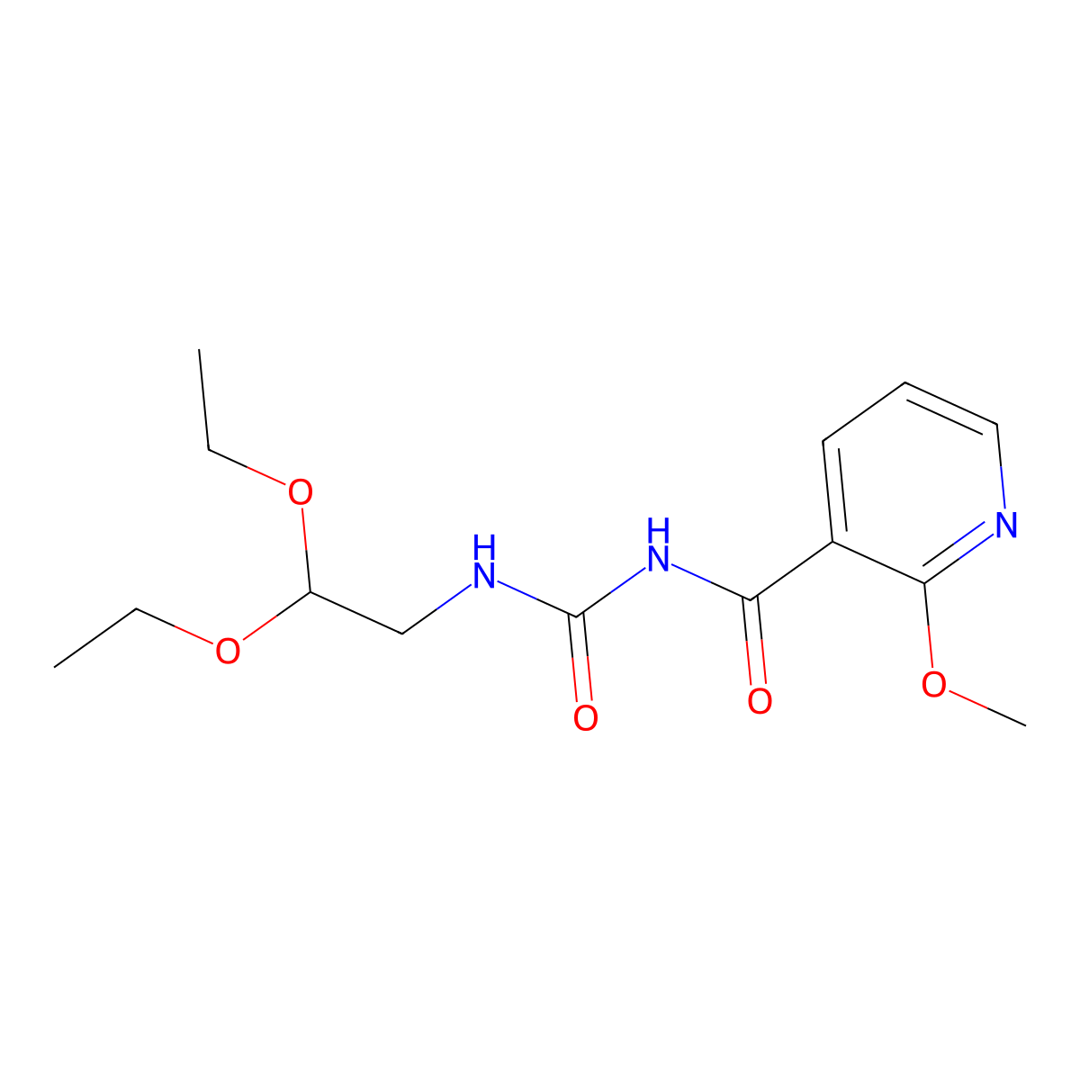 N-(((2,2-Diethoxyethyl)amino)carbonyl)-2-methoxy-3-pyridinecarboxamide molecular structure, CAS 240799-53-5