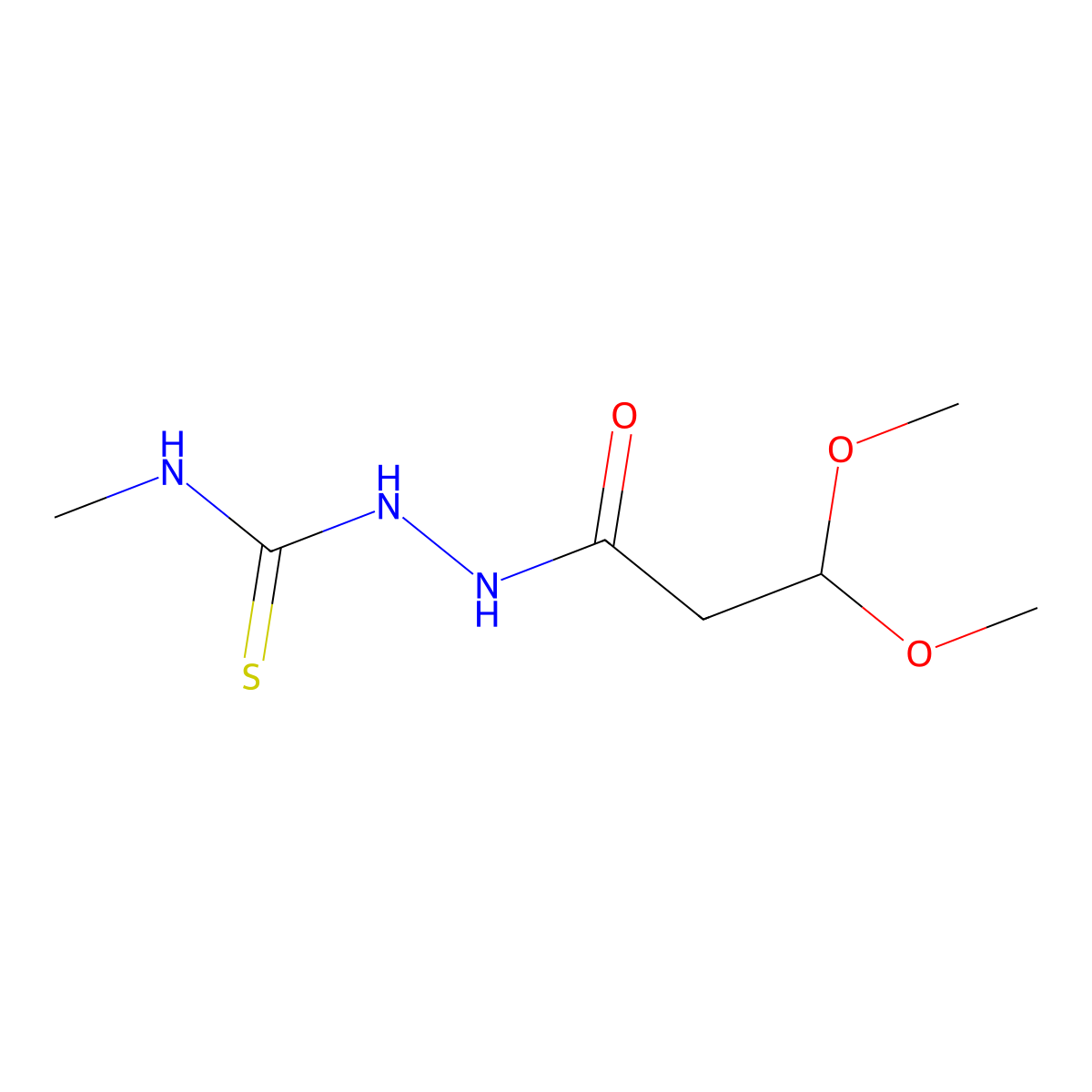 3,3-Dimethoxypropanoic acid 2-[(methylamino)thioxomethyl]hydrazide molecular structure, CAS 240799-54-6