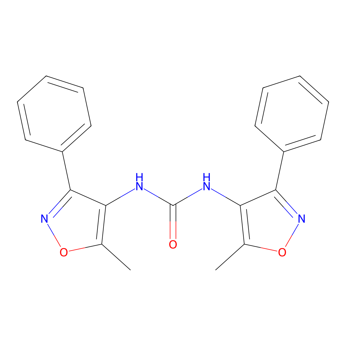 N,N'-bis(5-methyl-3-phenyl-4-isoxazolyl)urea molecular structure, CAS 240799-55-7