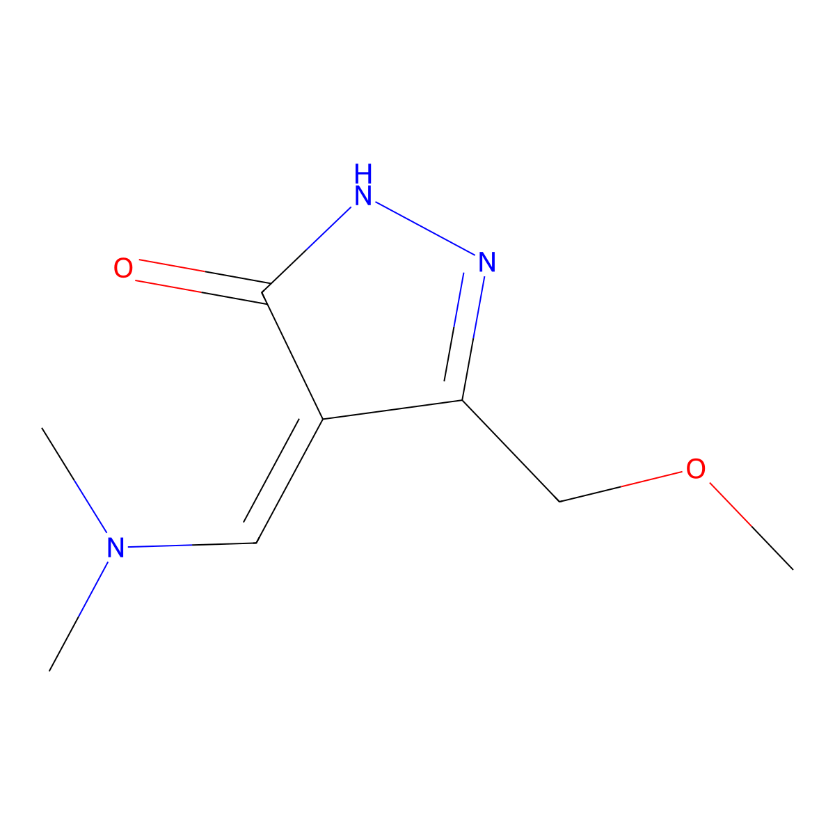 4-(dimethylaminomethylidene)-3-(methoxymethyl)-1H-pyrazol-5-one molecular structure, CAS 240799-57-9