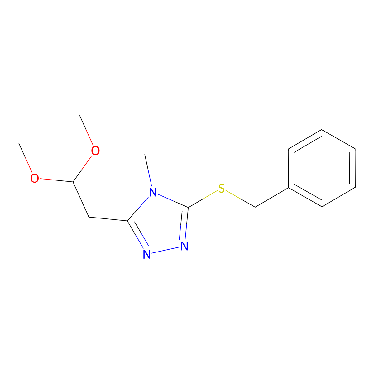 3-(benzylsulfanyl)-5-(2,2-dimethoxyethyl)-4-methyl-4H-1,2,4-triazole molecular structure, CAS 240799-77-3