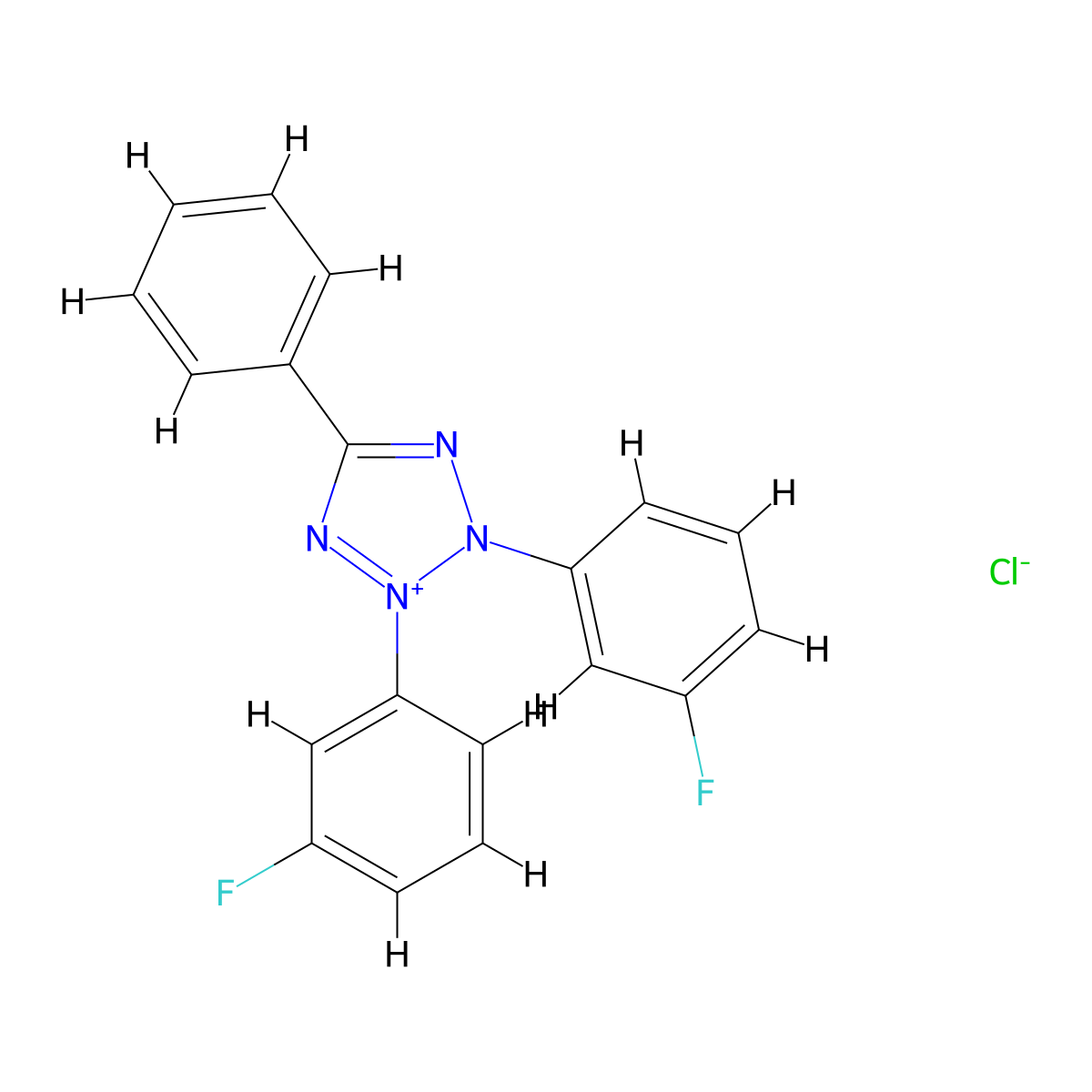 2,3-Bis(3-fluorophenyl)-5-phenyltetrazolium Chloride molecular structure, CAS 240800-46-8