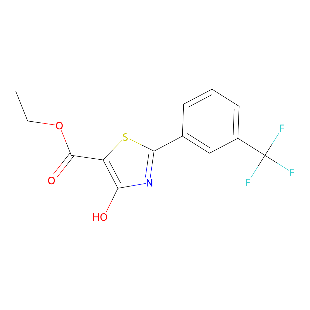 Ethyl 4-hydroxy-2-(3-(trifluoromethyl)phenyl)-5-thiazolecarboxylate molecular structure, CAS 240800-53-7