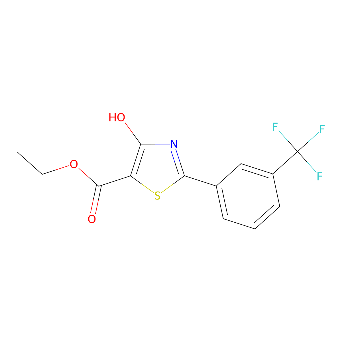 Ethyl 4-hydroxy-2-(3-(trifluoromethyl)phenyl)-5-thiazolecarboxylate molecular structure, CAS 240800-53-7