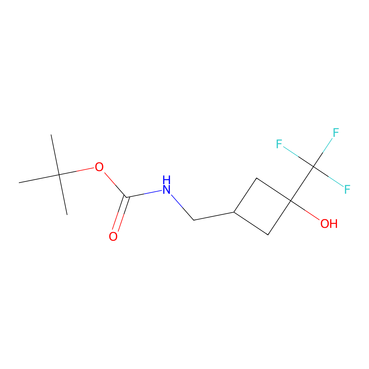 tert-butyl N-{[3-hydroxy-3-(trifluoromethyl)cyclobutyl]methyl}carbamate molecular structure, CAS 2408053-67-6