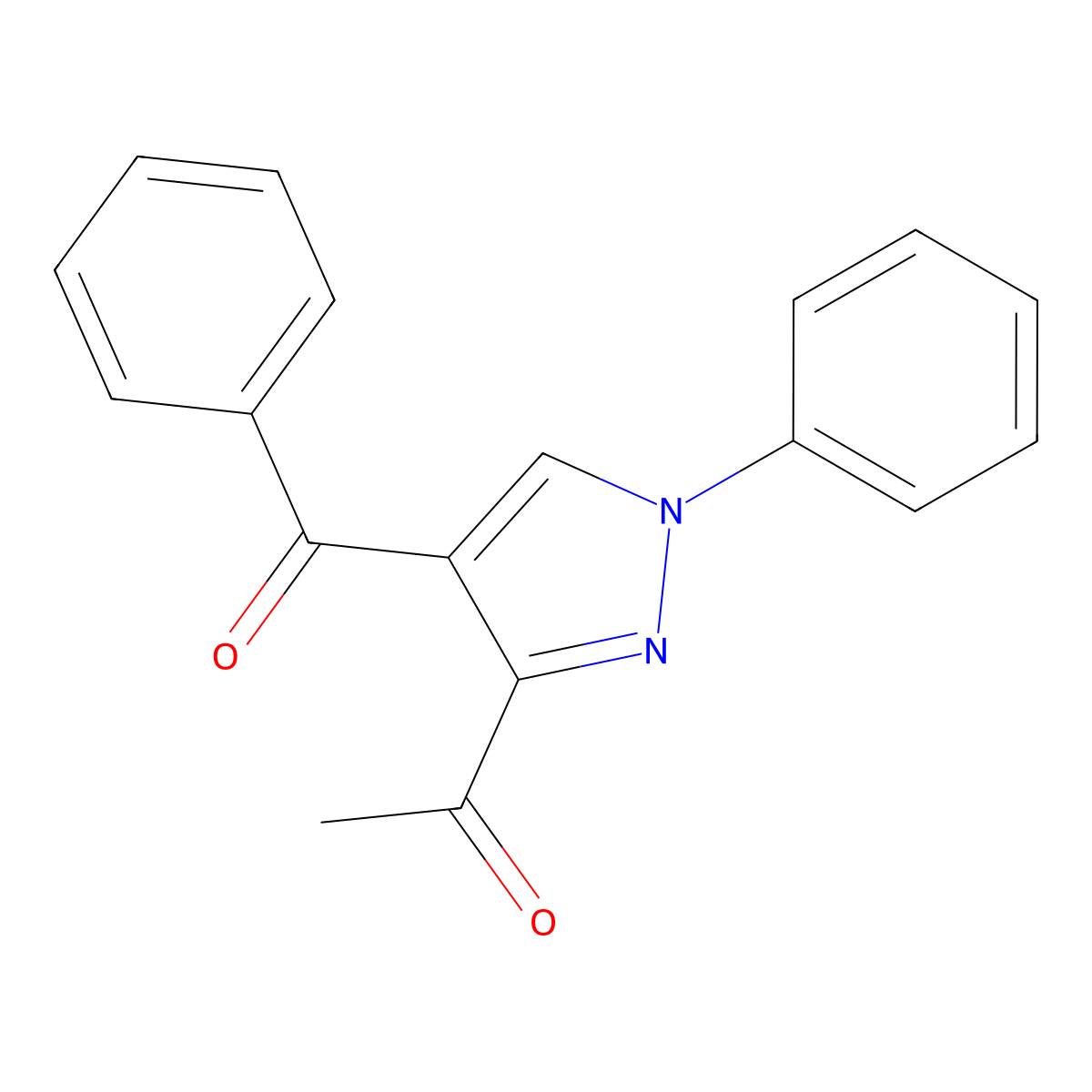 1-(4-benzoyl-1-phenyl-1H-pyrazol-3-yl)ethanone molecular structure, CAS 240806-67-1