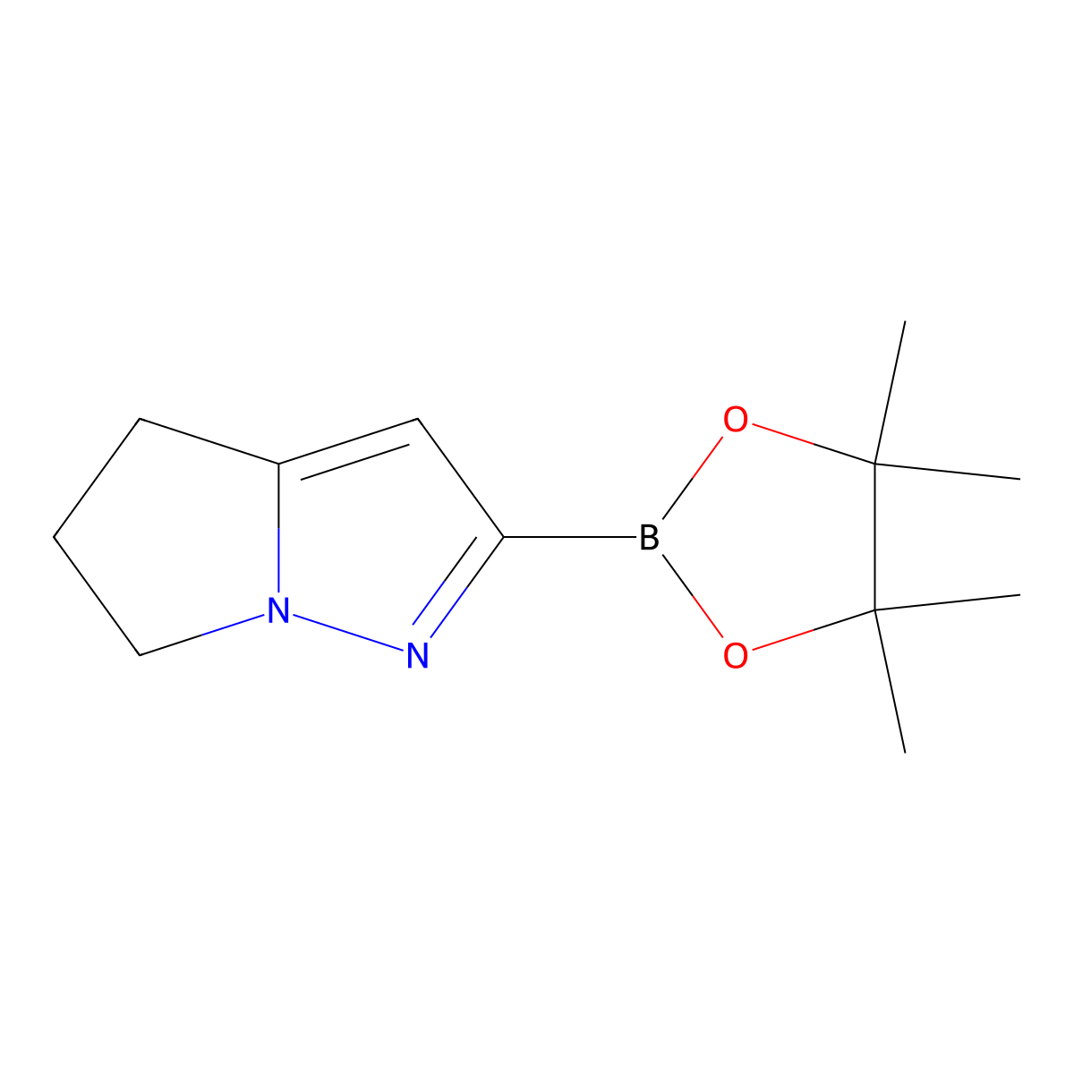 2-(4,4,5,5-Tetramethyl-1,3,2-dioxaborolan-2-yl)-5,6-dihydro-4H-pyrrolo[1,2-b]pyrazole molecular structure, CAS 2408095-32-7