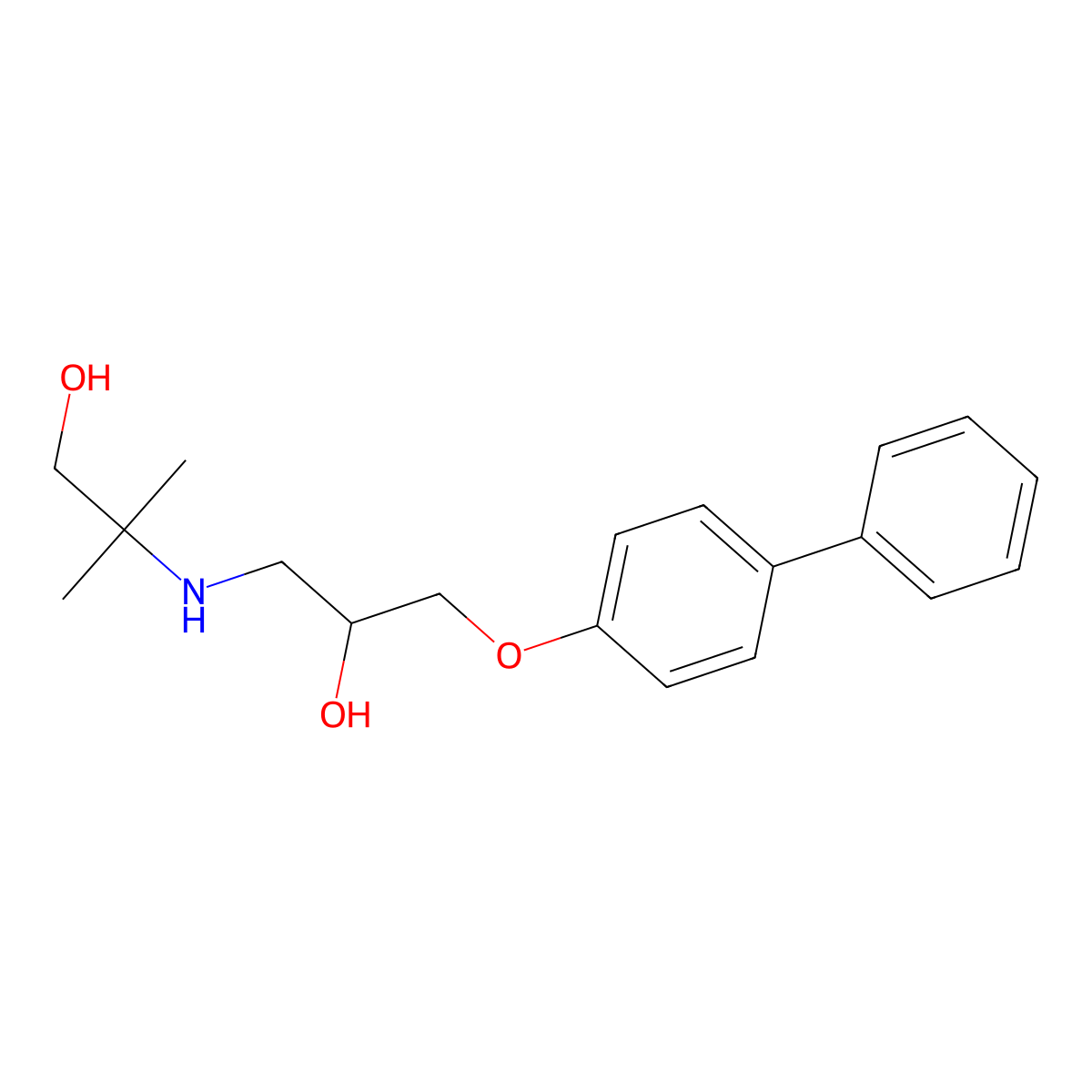 2-((3-([1,1'-Biphenyl]-4-yloxy)-2-hydroxypropyl)amino)-2-methylpropan-1-ol molecular structure, CAS 24081-81-0