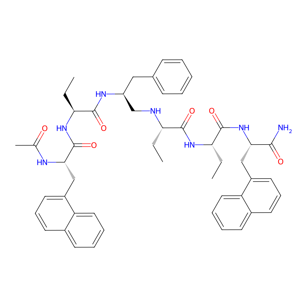 2-{(S)-2-[2-((S)-2-Acetylamino-3-naphthalen-1-ylpropanoylamino)butanoylamino]-3-phenylpropylamino}-N-[1-((S)-1-carbamoyl-2-naphthalen-1-ylethylcarbamoyl)propyl]butyramide molecular structure, CAS 240811-12-5