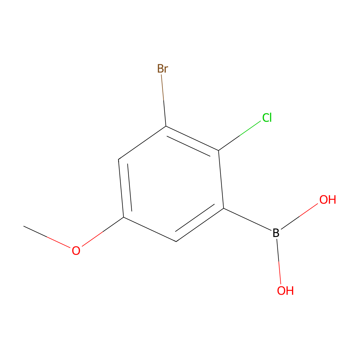 (3-Bromo-2-chloro-5-methoxyphenyl)boronic acid molecular structure, CAS 2408112-53-6