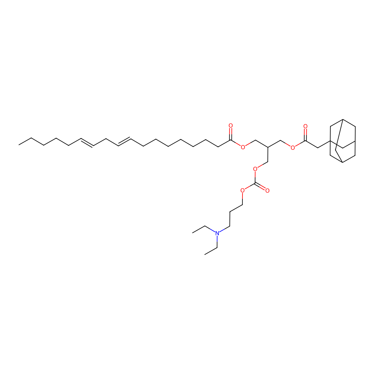 [2-[[2-(1-Adamantyl)acetyl]oxymethyl]-3-[3-(diethylamino)propoxycarbonyloxy]propyl] octadeca-9,12-dienoate molecular structure, CAS 2408140-60-1