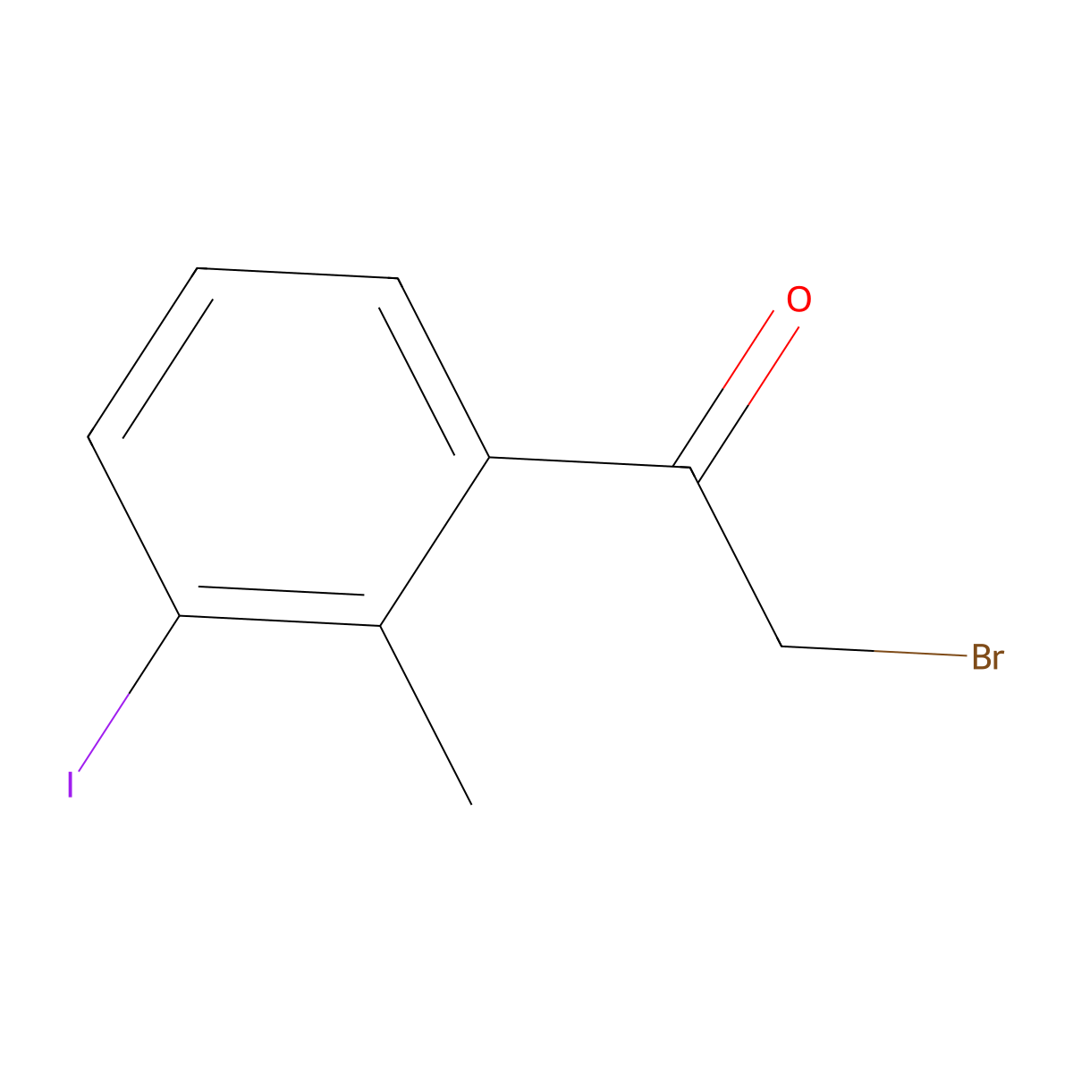 3-Iodo-2-methylphenacyl bromide molecular structure, CAS 2408223-87-8