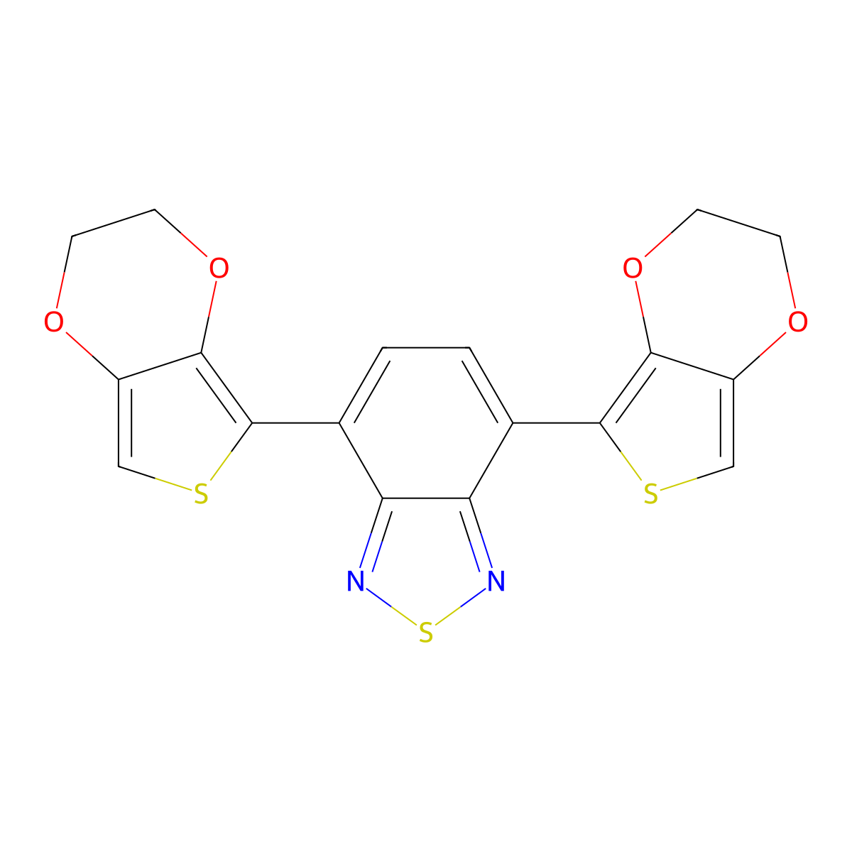 4,7-Bis(2,3-dihydrothieno[3,4-b][1,4]dioxin-5-yl)benzo[c][1,2,5]thiadiazole molecular structure, CAS 240823-06-7