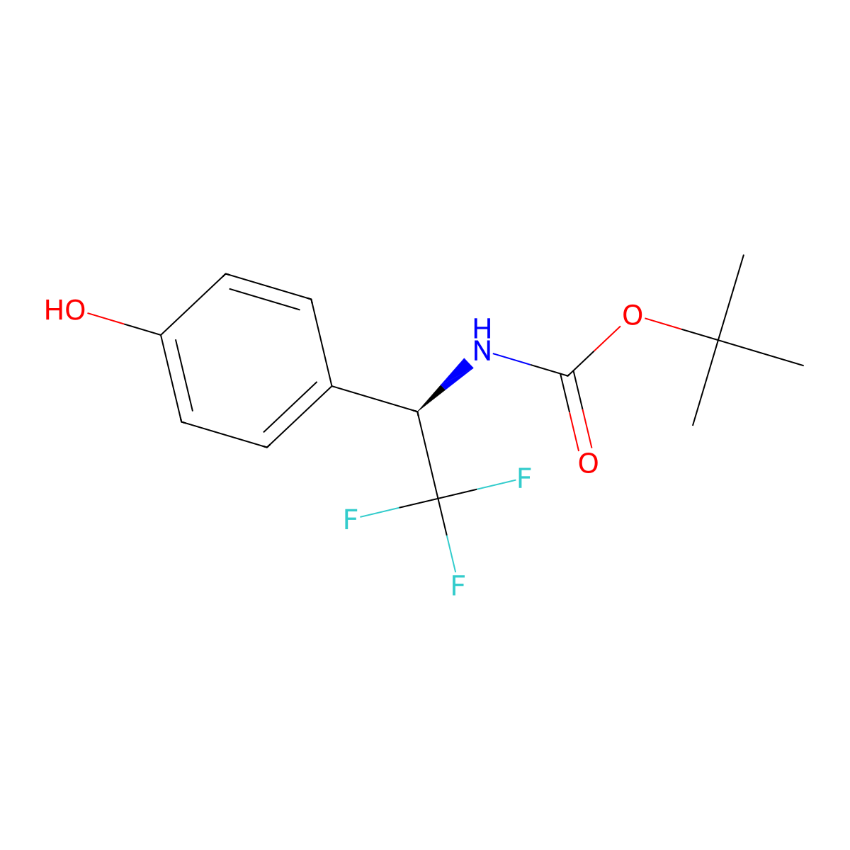 tert-butyl N-[(1R)-2,2,2-trifluoro-1-(4-hydroxyphenyl)ethyl]carbamate molecular structure, CAS 2408313-03-9