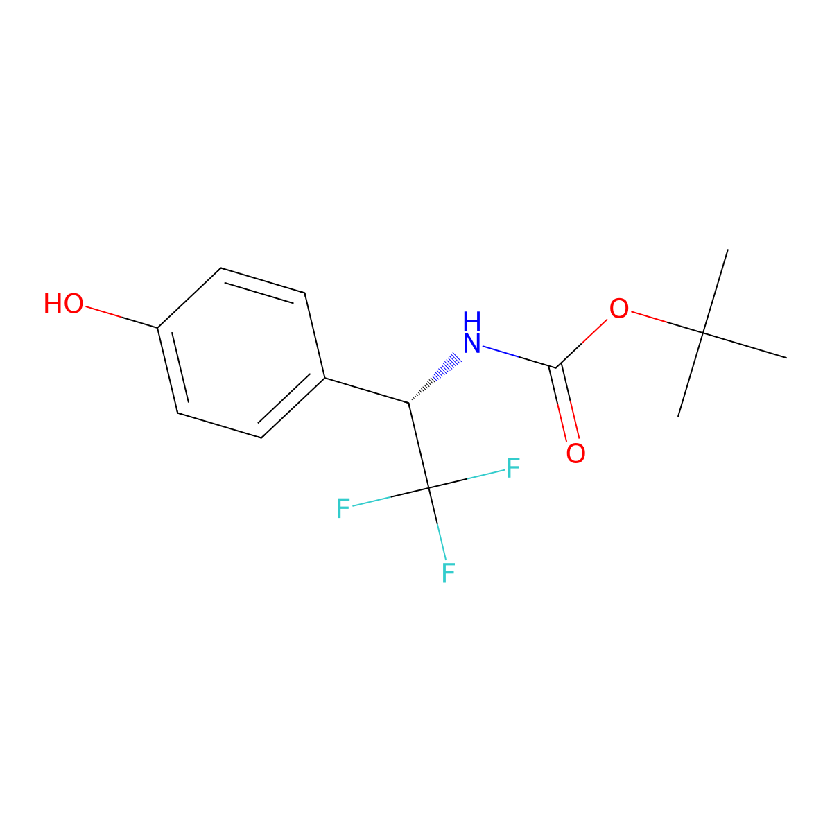 tert-butyl N-[(1S)-2,2,2-trifluoro-1-(4-hydroxyphenyl)ethyl]carbamate molecular structure, CAS 2408313-05-1