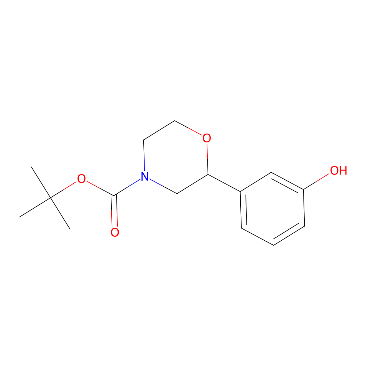 Tert-butyl 2-(3-hydroxyphenyl)morpholine-4-carboxylate molecular structure, CAS 2408313-31-3