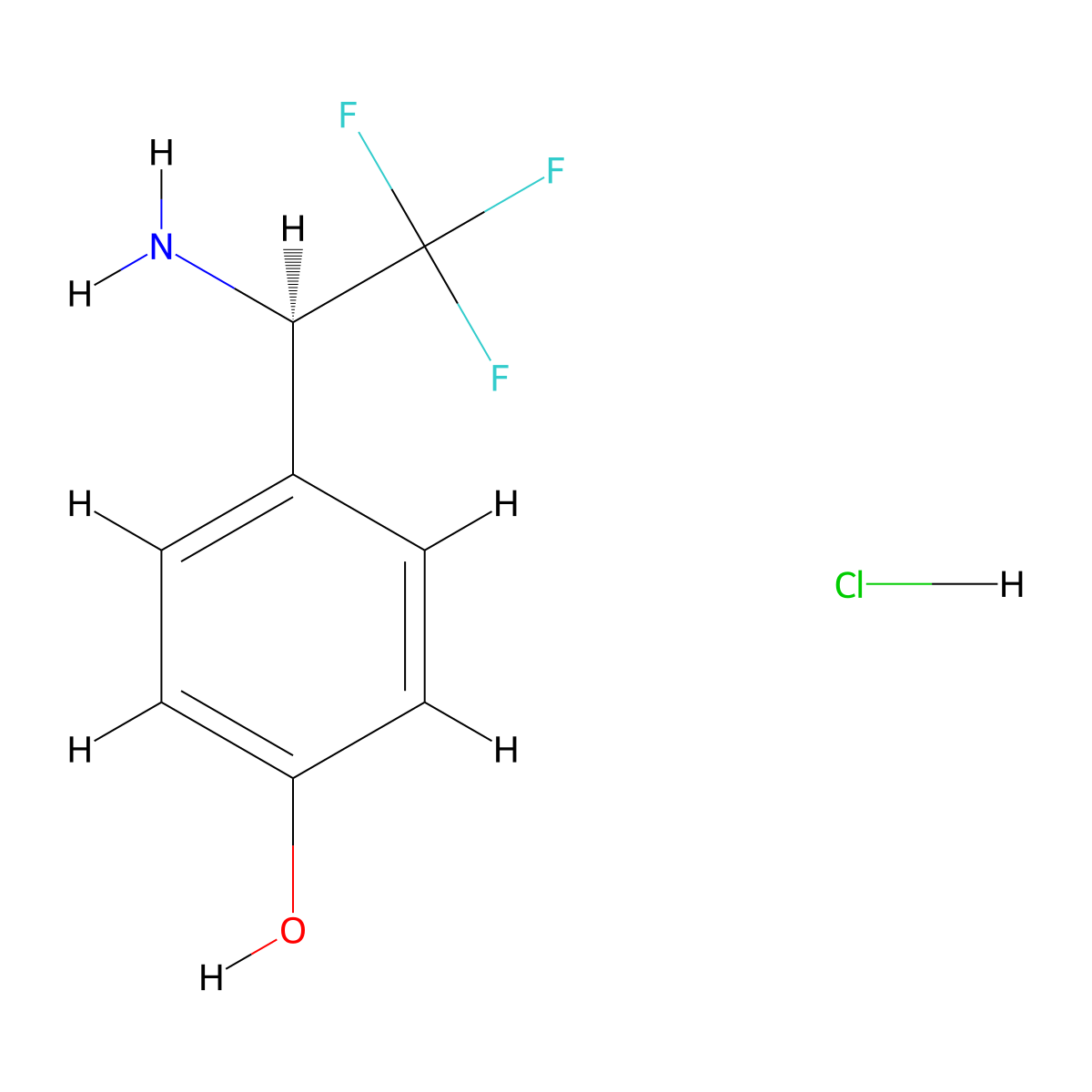 4-((1R)-1-amino-2,2,2-trifluoroethyl)phenol hydrochloride molecular structure, CAS 2408316-70-9