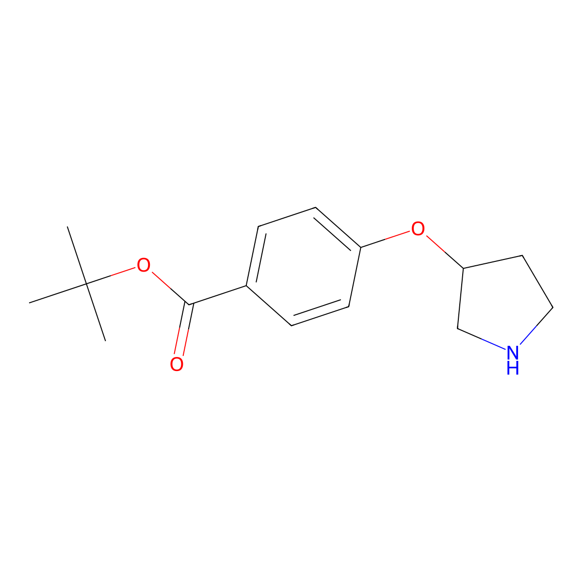 Tert-butyl 4-(pyrrolidin-3-yloxy)benzoate molecular structure, CAS 2408337-27-7
